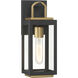 Fenmark 1 Light 13.25 inch Dark Matte Black and Legacy Brass Outdoor Wall Lantern