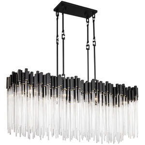 Matrix 8 Light 48 inch Matte Black and French Gold Linear Pendant Ceiling Light