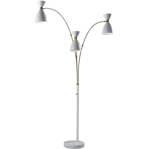 Oscar 82 inch 40.00 watt White and Antique Brass Arc Lamp Portable Light, 3-Arm