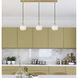 Ballston White Mouchette 3 Light 37.5 inch Satin Gold Linear Pendant Ceiling Light
