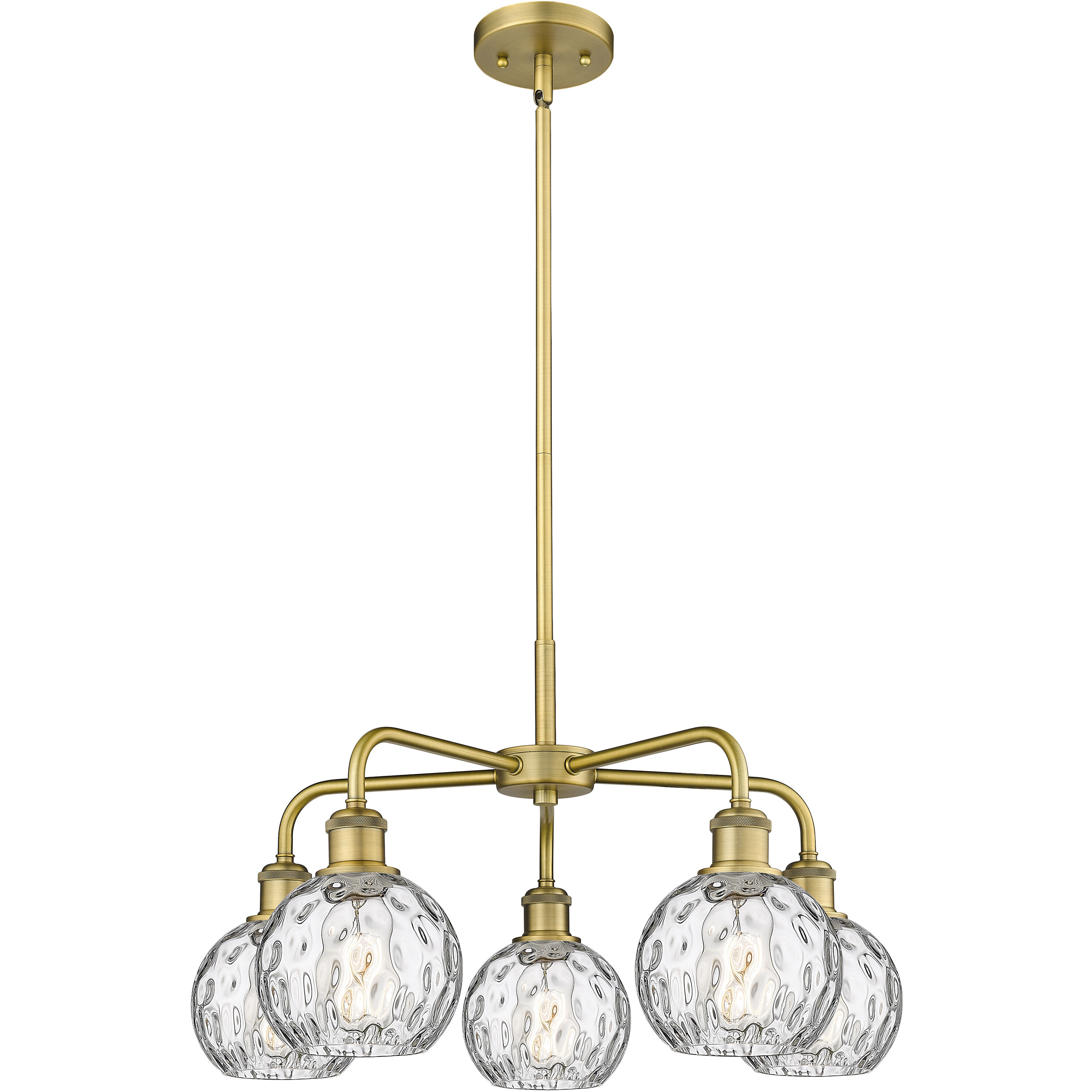 Athens Water Glass 5 Light 23.88 inch Brushed Brass Chandelier Ceiling Light