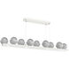 Cabochon Linear Chandelier Ceiling Light in 3000K LED, Smoke, Salt White with White Marble, Large