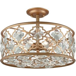 Armand 4 Light 17 inch Matte Gold Semi Flush Mount Ceiling Light