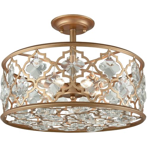 Armand 4 Light 17 inch Matte Gold Semi Flush Mount Ceiling Light