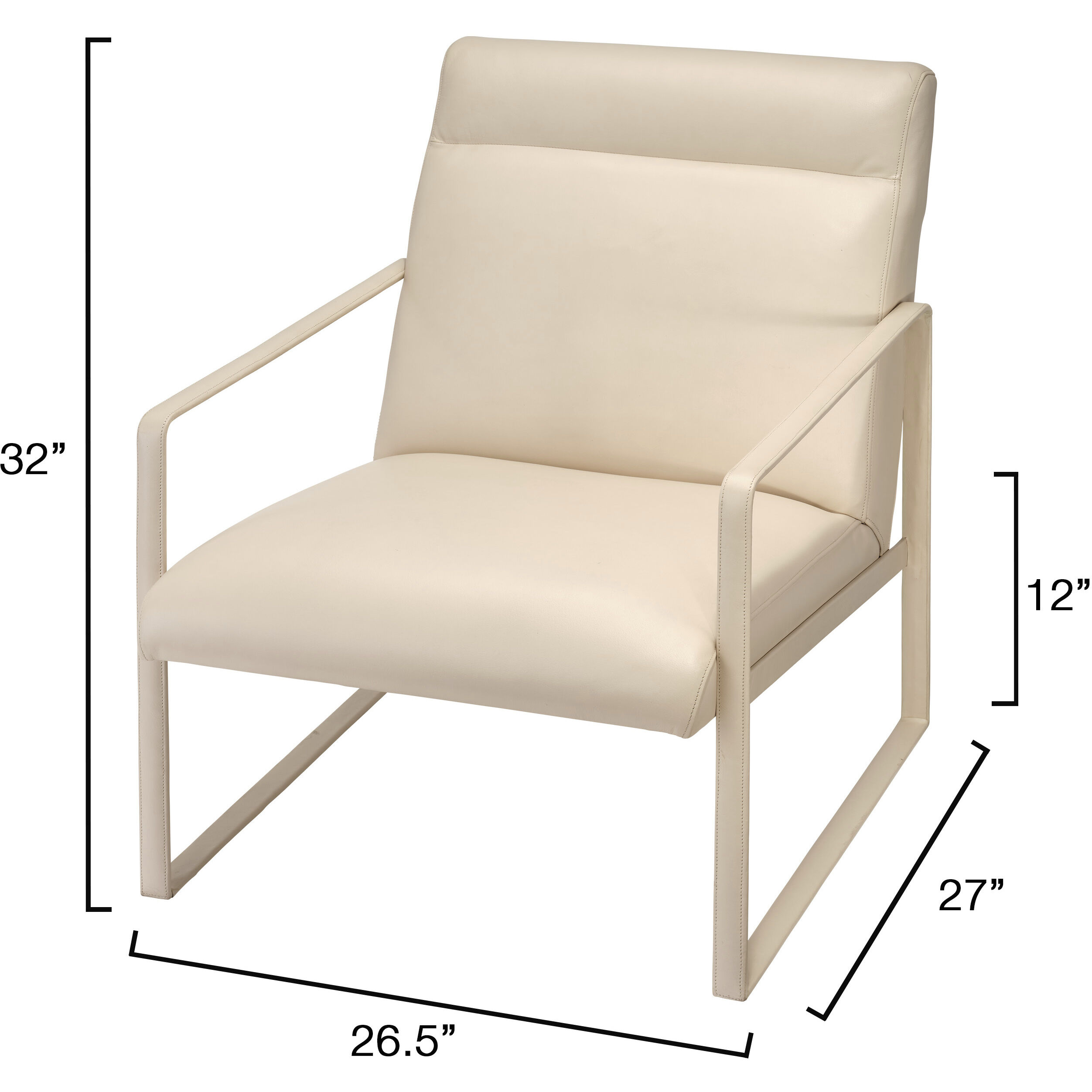 Hemingway Cream Leather Accent Chair, Inline