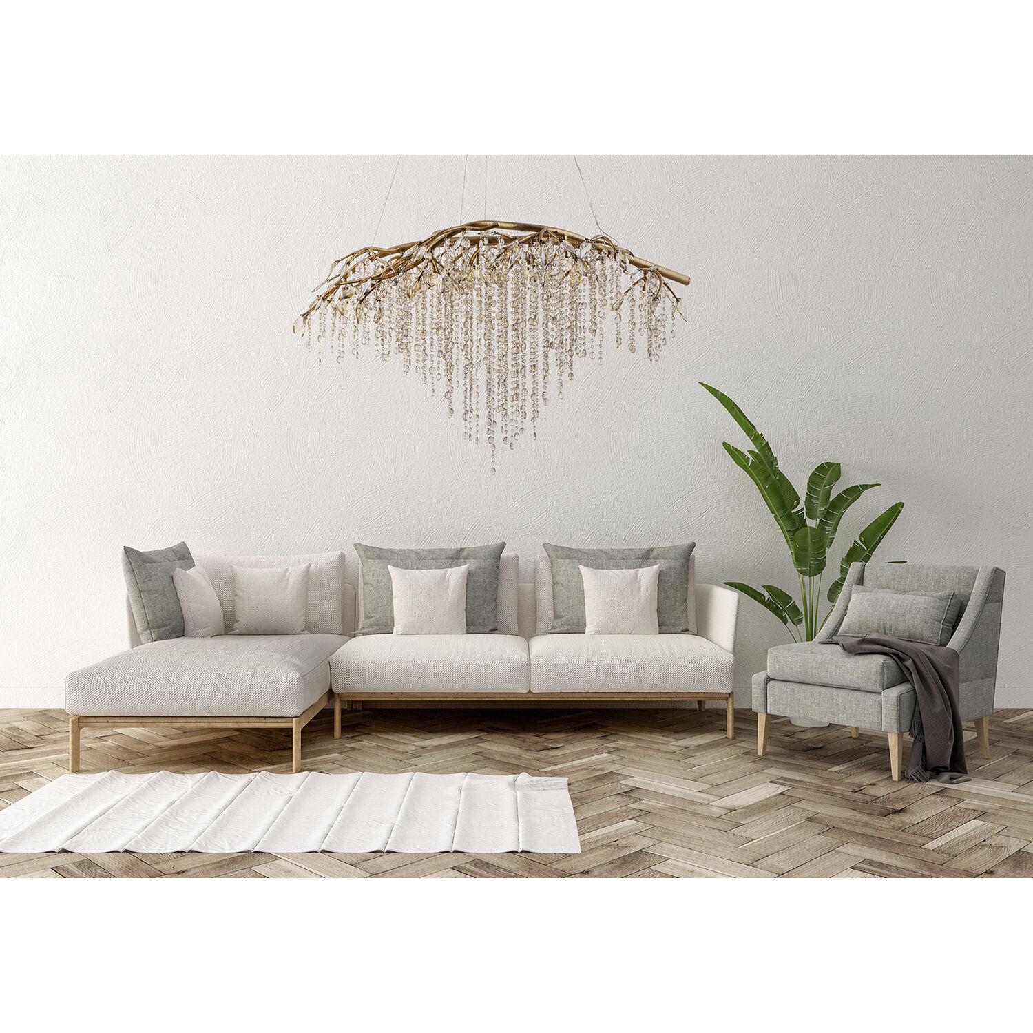 Canada LED 33.3 inch Gold Chandelier Ceiling Light, Crystal