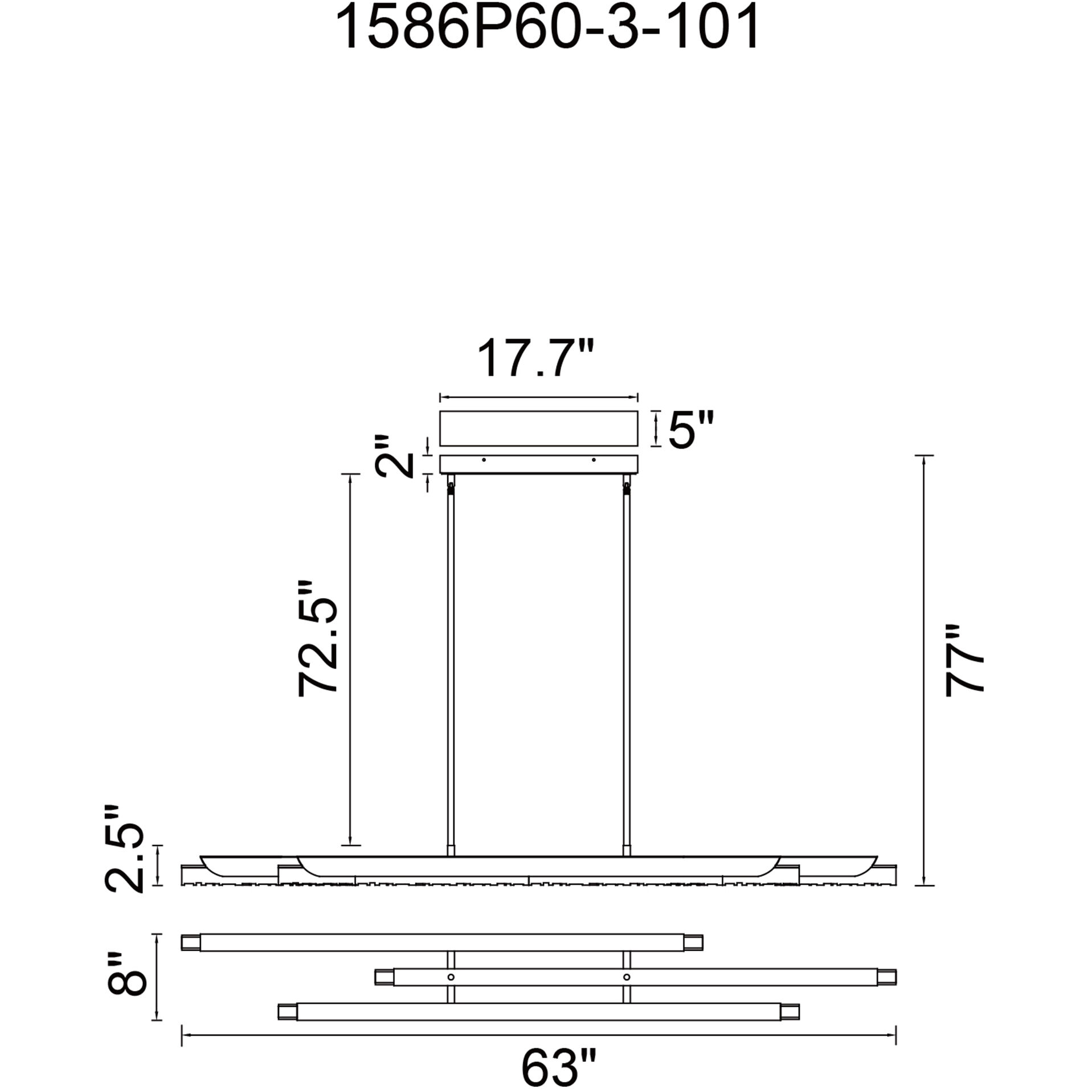 Valira LED 63 inch Black Chandelier Ceiling Light