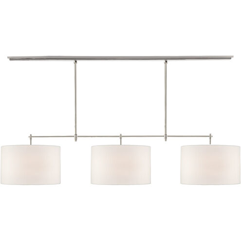 Thomas O'Brien Bryant 3 Light 60 inch Polished Nickel Billiard Light Ceiling Light in Linen, Large