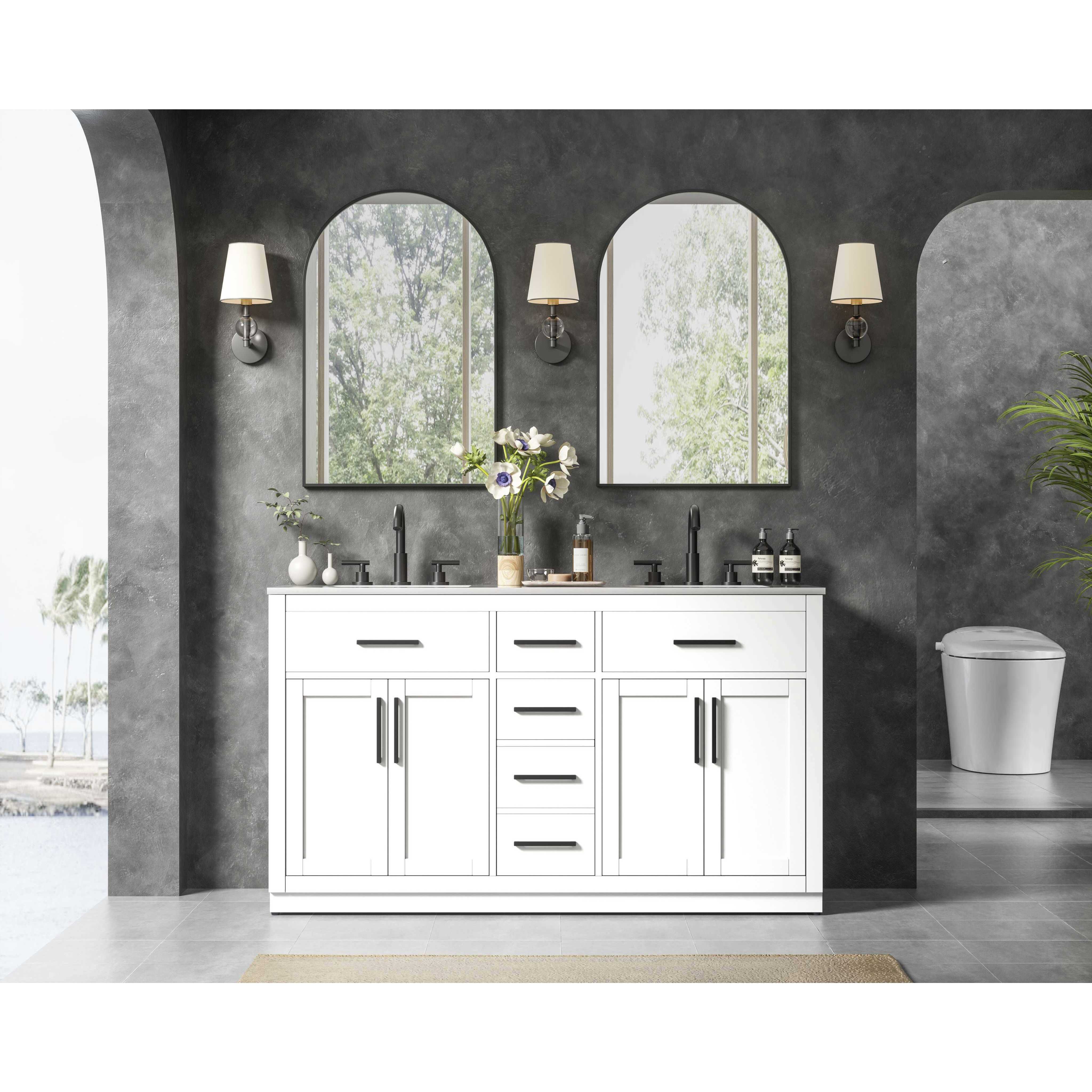 Alden 60 X 35 inch White Bathroom Vanity Cabinet