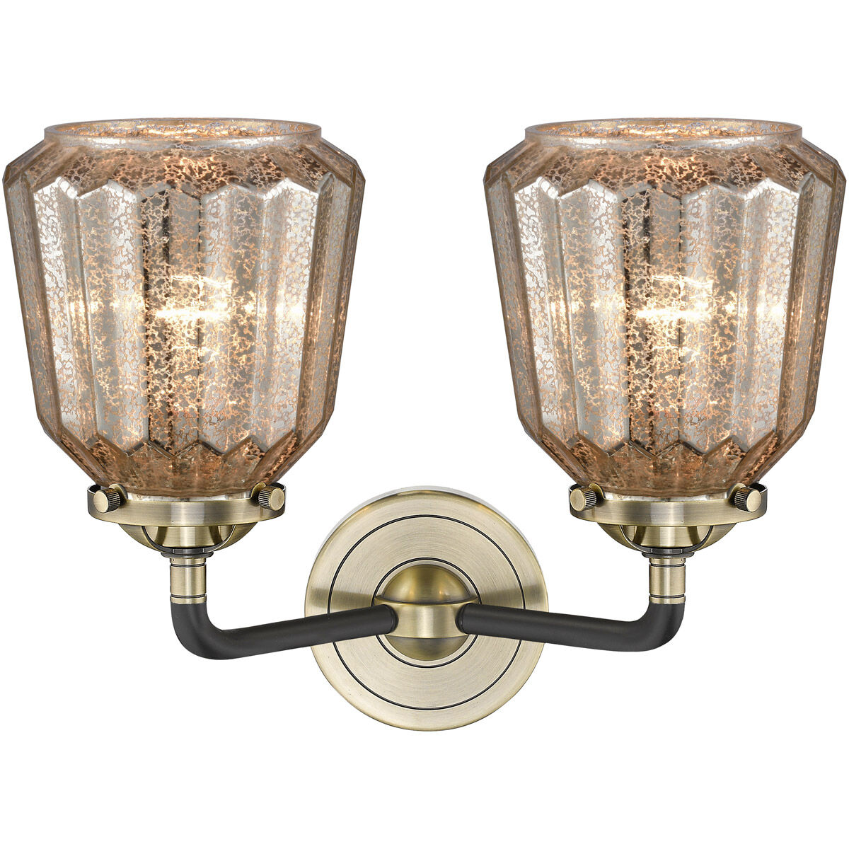 Nouveau Chatham LED 14 inch Black Antique Brass Bath Vanity Light Wall Light in Mercury Glass, Nouveau