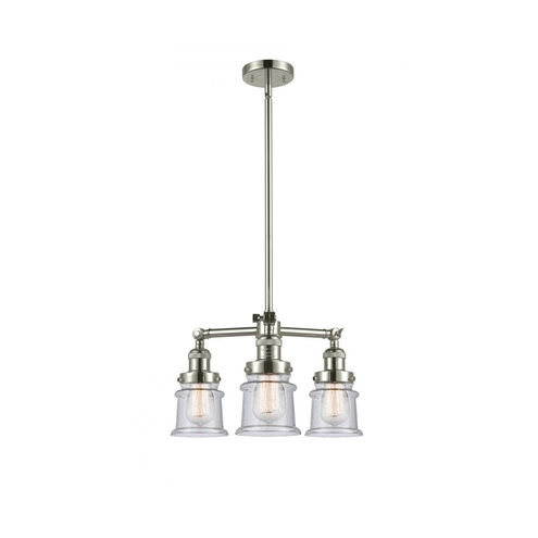 Franklin Restoration Small Canton LED 18 inch Polished Nickel Chandelier Ceiling Light in Seedy Glass, Franklin Restoration