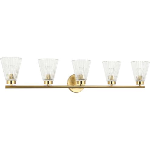 Vienna 5 Light 37 inch Aged Brass Vanity/Bath Bar Wall Light