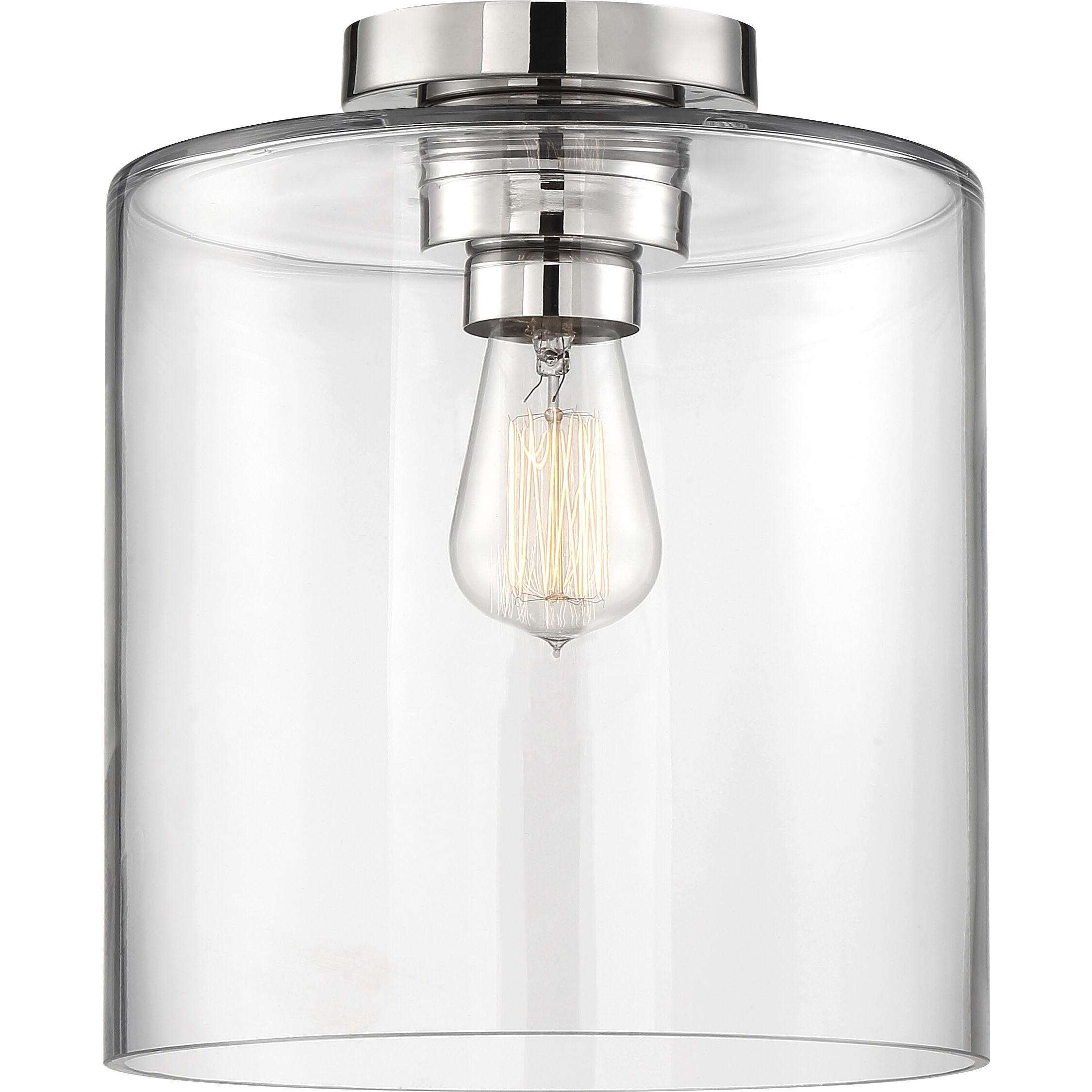 Chantecleer 1 Light 10 inch Polished Nickel and Clear Semi Flush Mount Ceiling Light