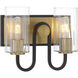 Orla 2 Light 12 inch Legacy Brass and Dark Matte Black Vanity Light Wall Light