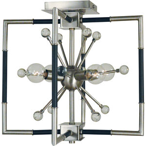 Zeta 4 Light 13.5 inch Brushed Nickel with Matte Black Accents Dual Mount Pendant Ceiling Light