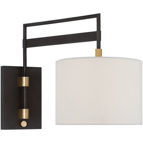 Ray Booth Gael LED 11 inch Warm Iron and Antique Brass Articulating Wall Light, Medium