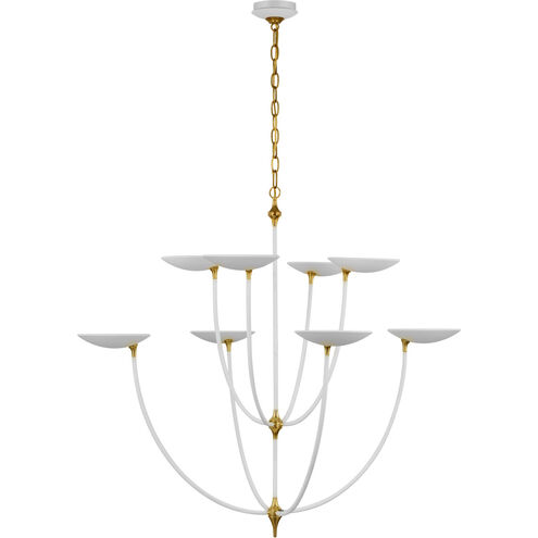 Thomas O'Brien Keira LED 32 inch Matte White and Hand-Rubbed Antique Brass Chandelier Ceiling Light, Extra Large