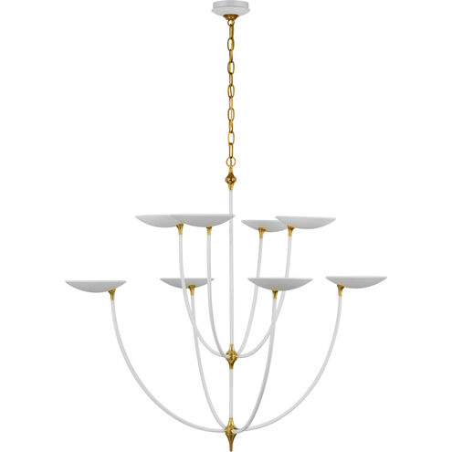 Thomas O'Brien Keria LED 32 inch Matte White and Hand-Rubbed Antique Brass Chandelier Ceiling Light, XL