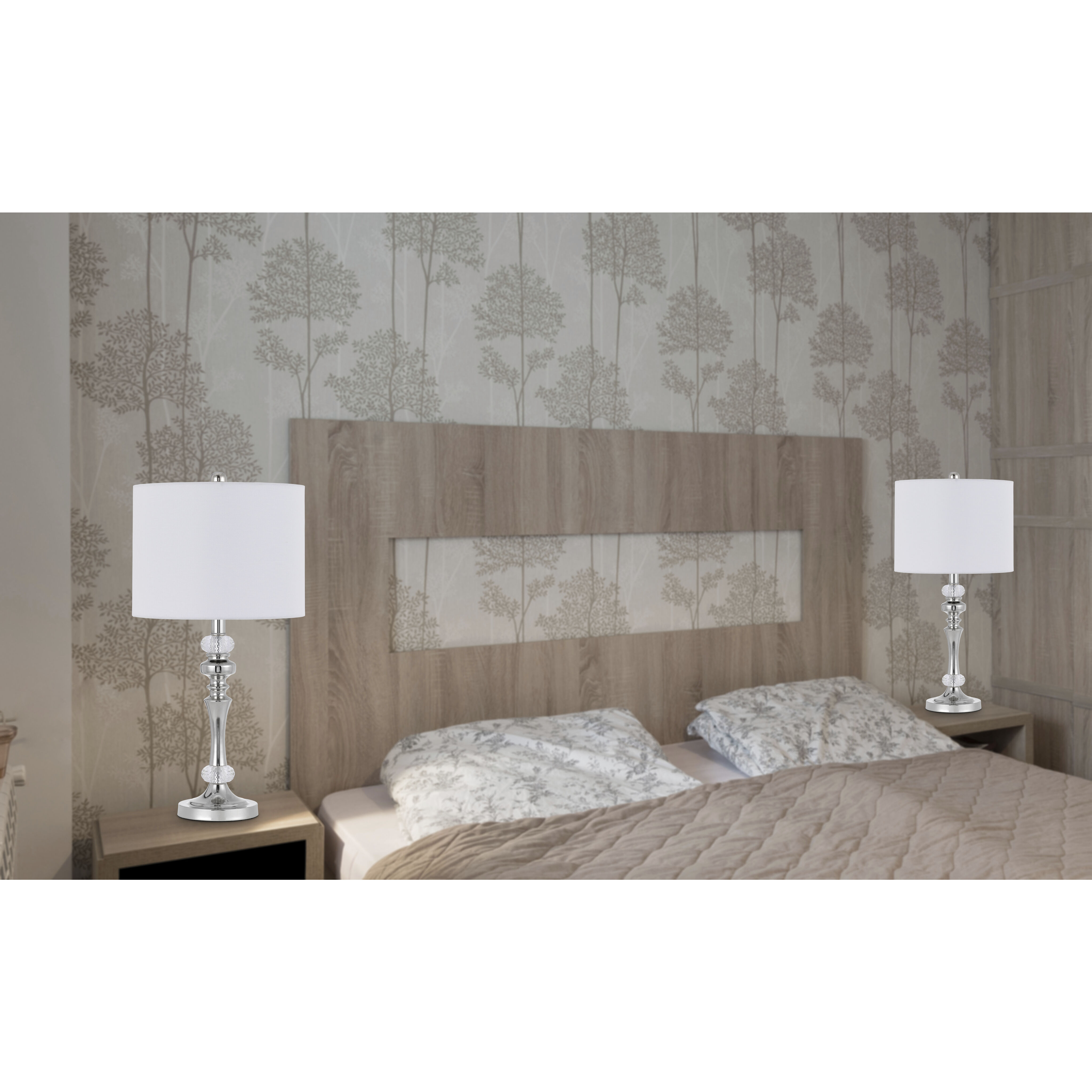 Effingham 24 inch 60.00 watt Brushed Steel Lamp Set Portable Light