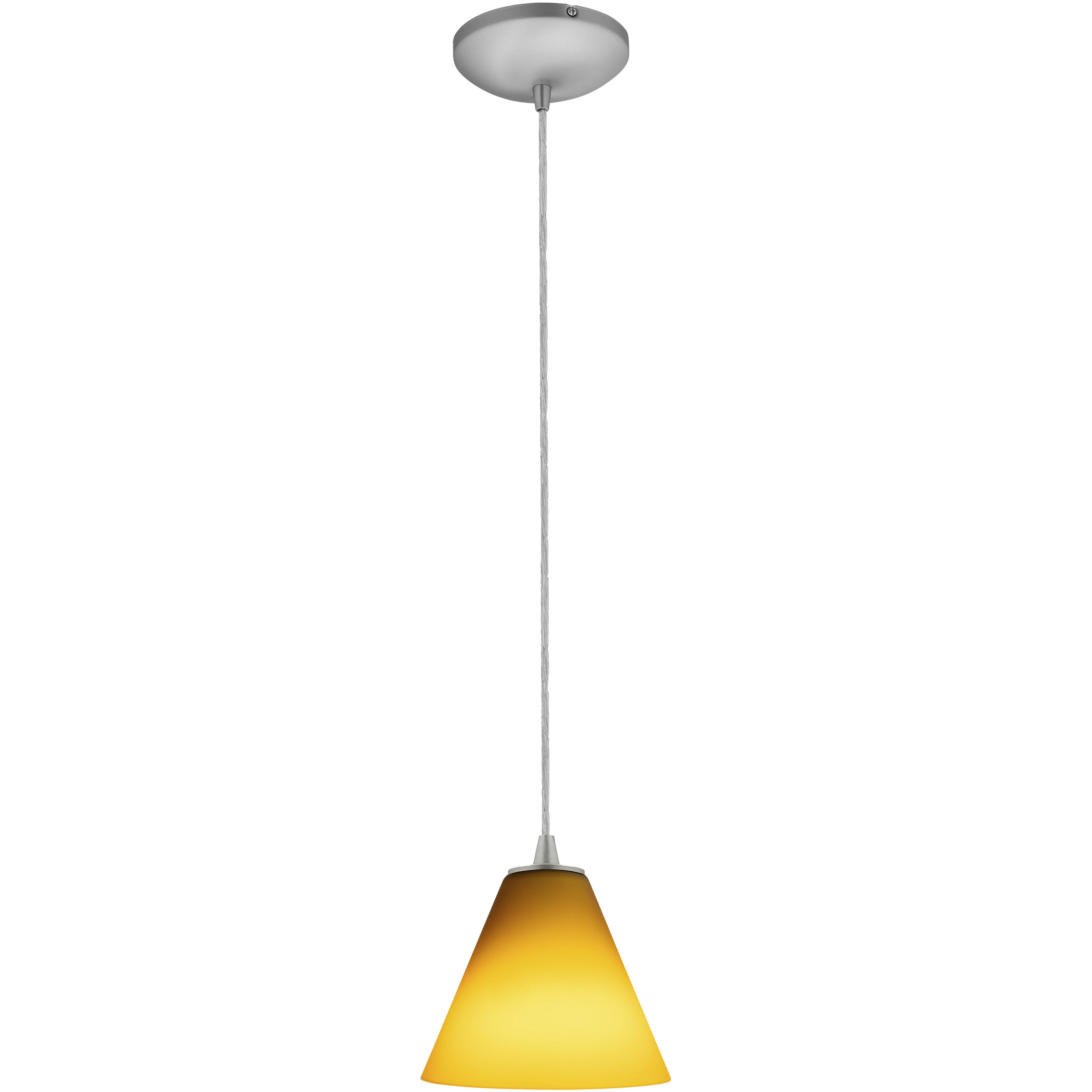 Martini 1 Light 7.25 inch Brushed Steel Pendant Ceiling Light in Amber