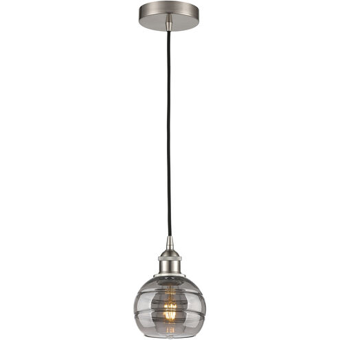 Edison Rochester 1 Light 5.88 inch Brushed Satin Nickel Cord Hung Mini Pendant Ceiling Light