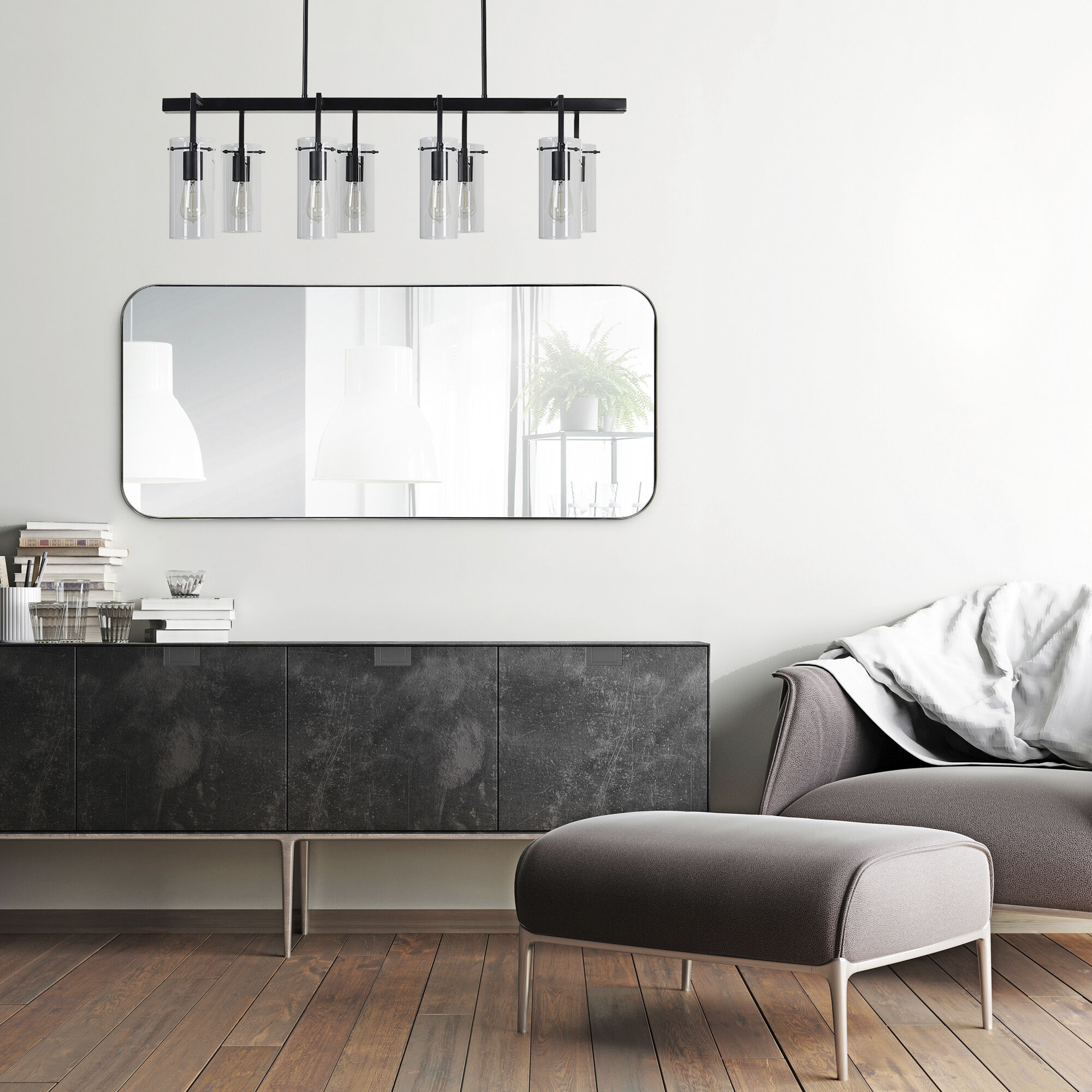 Delphinus 46 X 20 inch Satin NIckel Wall Mirror