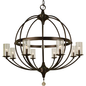 Compass 8 Light 40 inch Mahogany Bronze with Frosted Glass Foyer Chandelier Ceiling Light