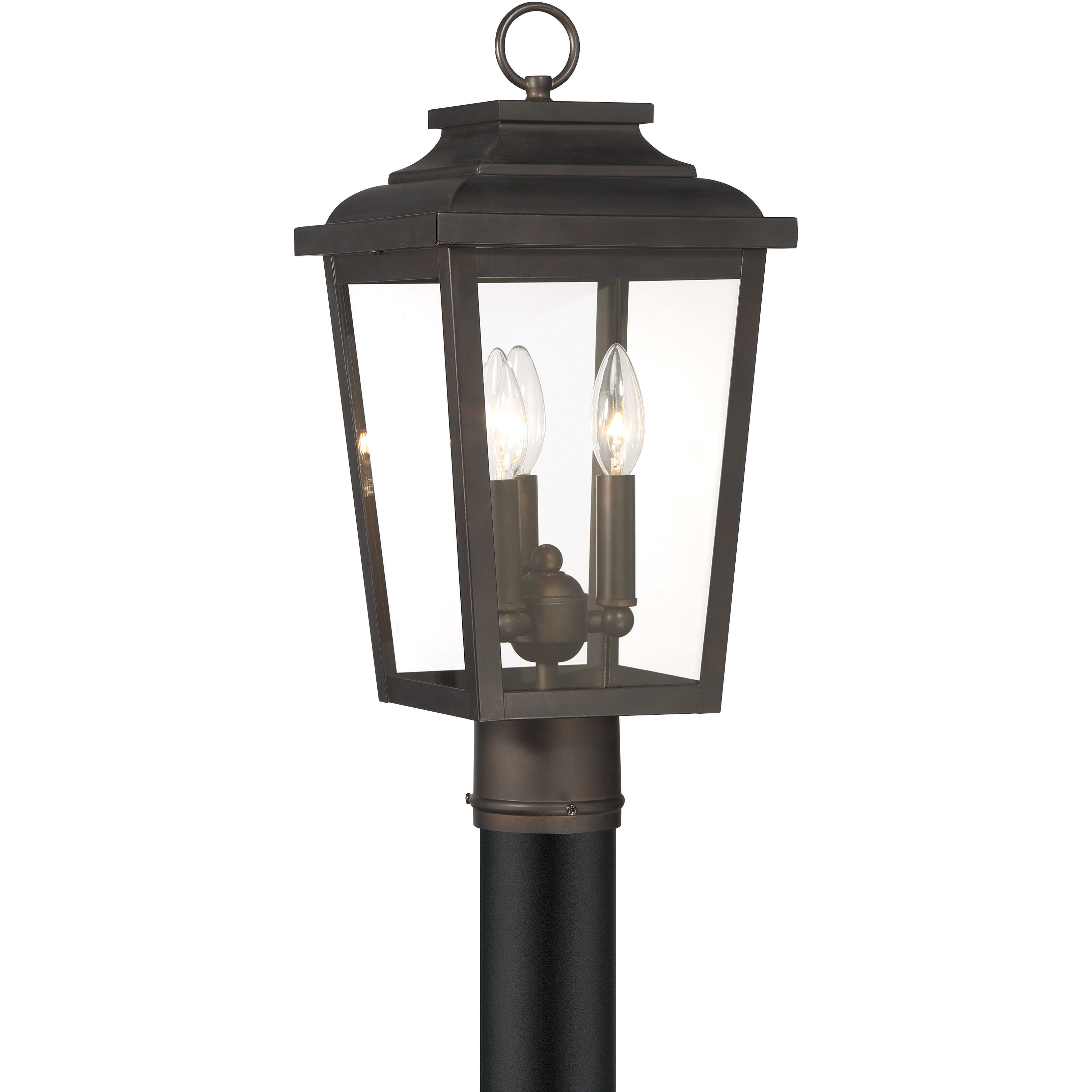 Great Outdoors Irvington Manor 3 Light 18 inch Chelesa Bronze Outdoor Post Mount in Incandescent, Clear Glass