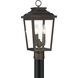 Great Outdoors Irvington Manor 3 Light 18 inch Chelesa Bronze Outdoor Post Mount in Incandescent, Clear Glass