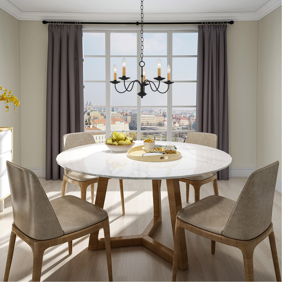 Heritage 5 Light 20 inch Black Chandelier Ceiling Light