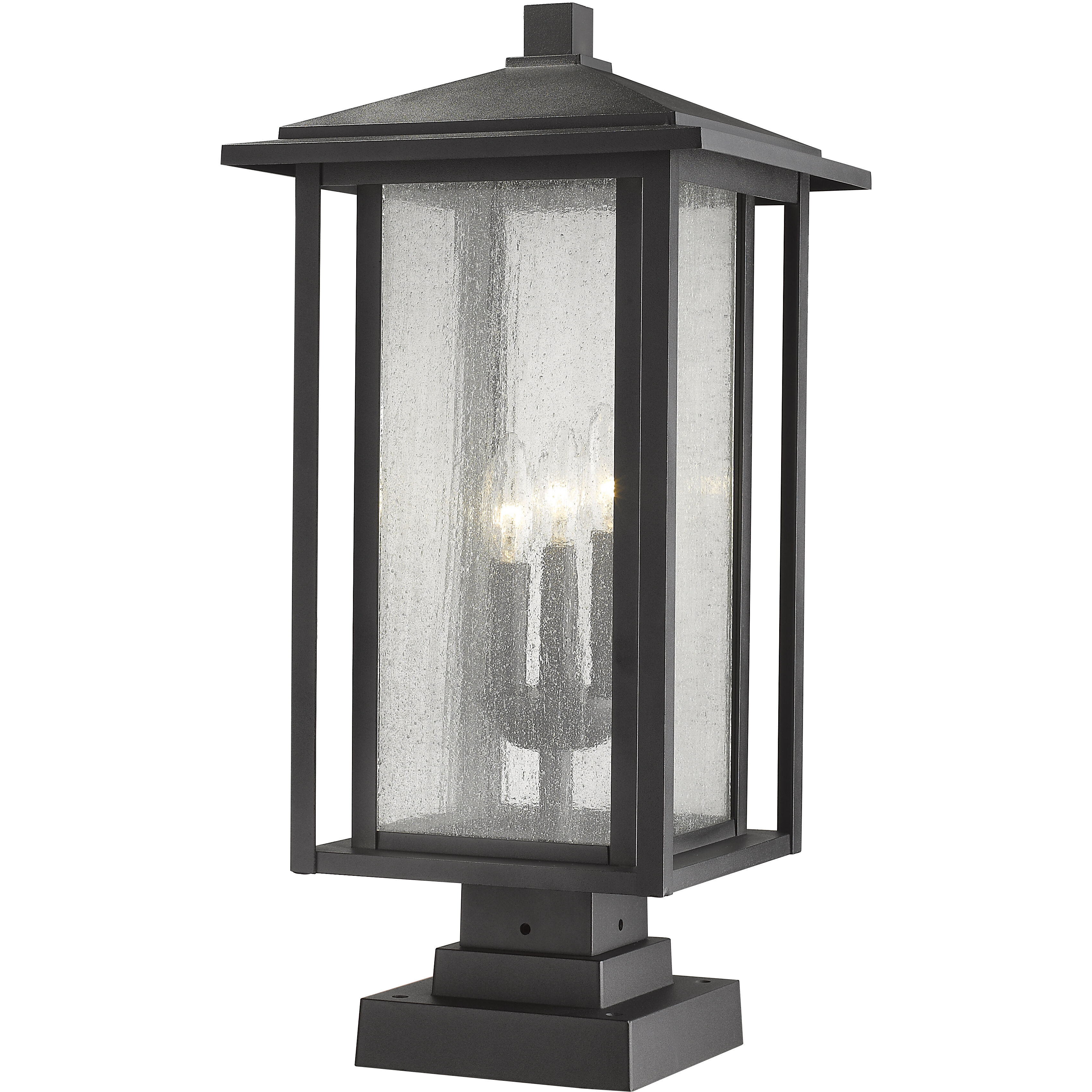 Aspen 3 Light 23.5 inch Black Outdoor Pier Mounted Fixture