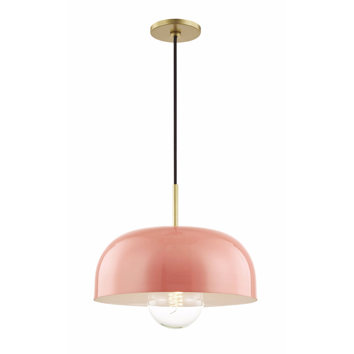 Avery 1 Light 14 inch Aged Brass Pendant Ceiling Light in Aged Brass and Pink