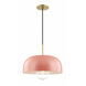 Avery 1 Light 14 inch Aged Brass Pendant Ceiling Light in Pink Metal