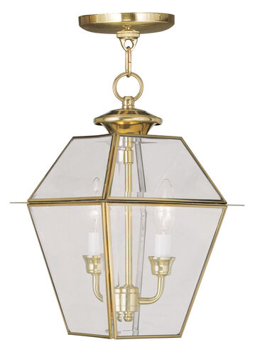 Westover 2 Light 9 inch Polished Brass Outdoor Pendant Lantern