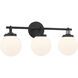 Ortesa 3 Light 24 inch Dark Matte Black Vanity Wall Light