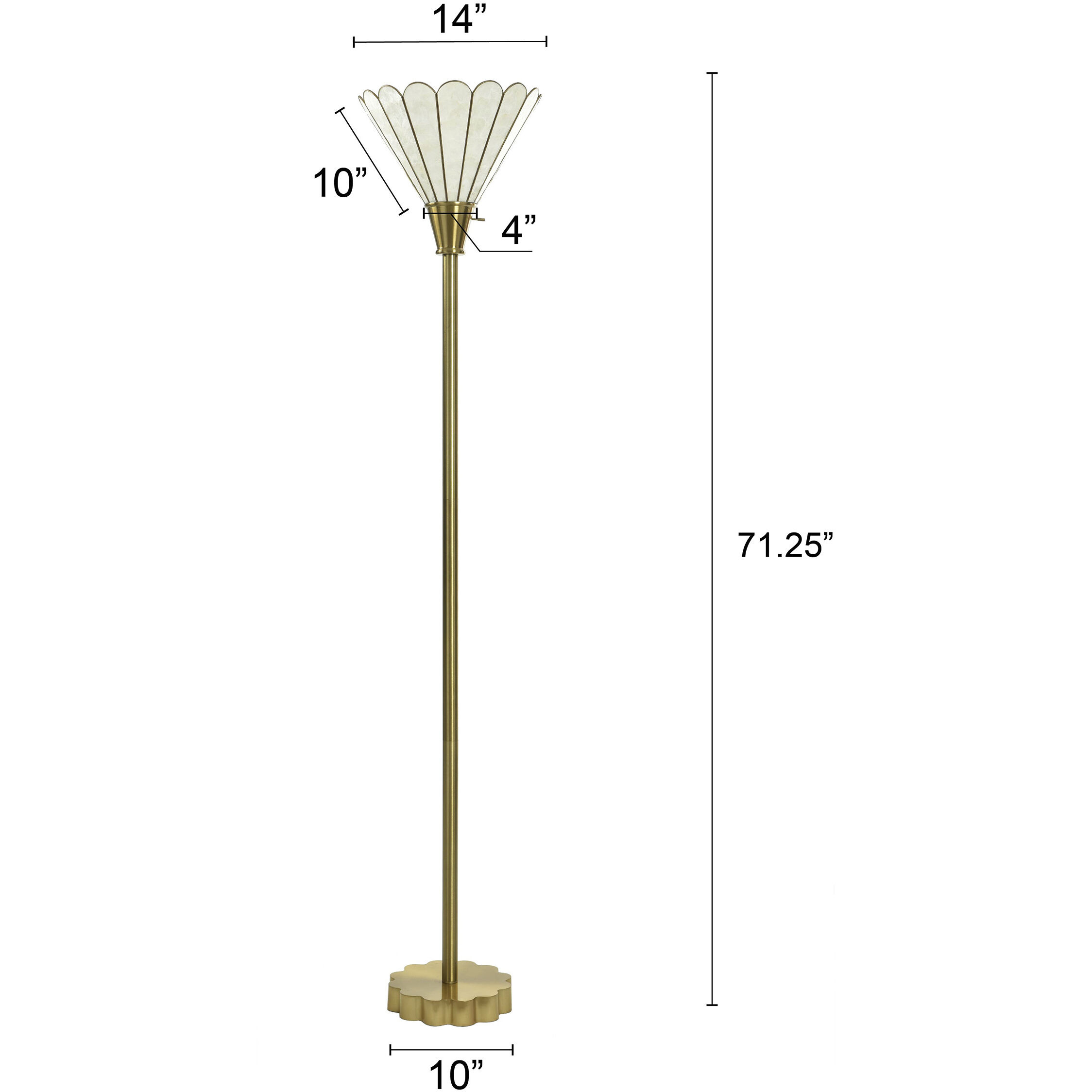 Verity 71 inch 100 watt Polished Brass Floor Lamp Portable Light