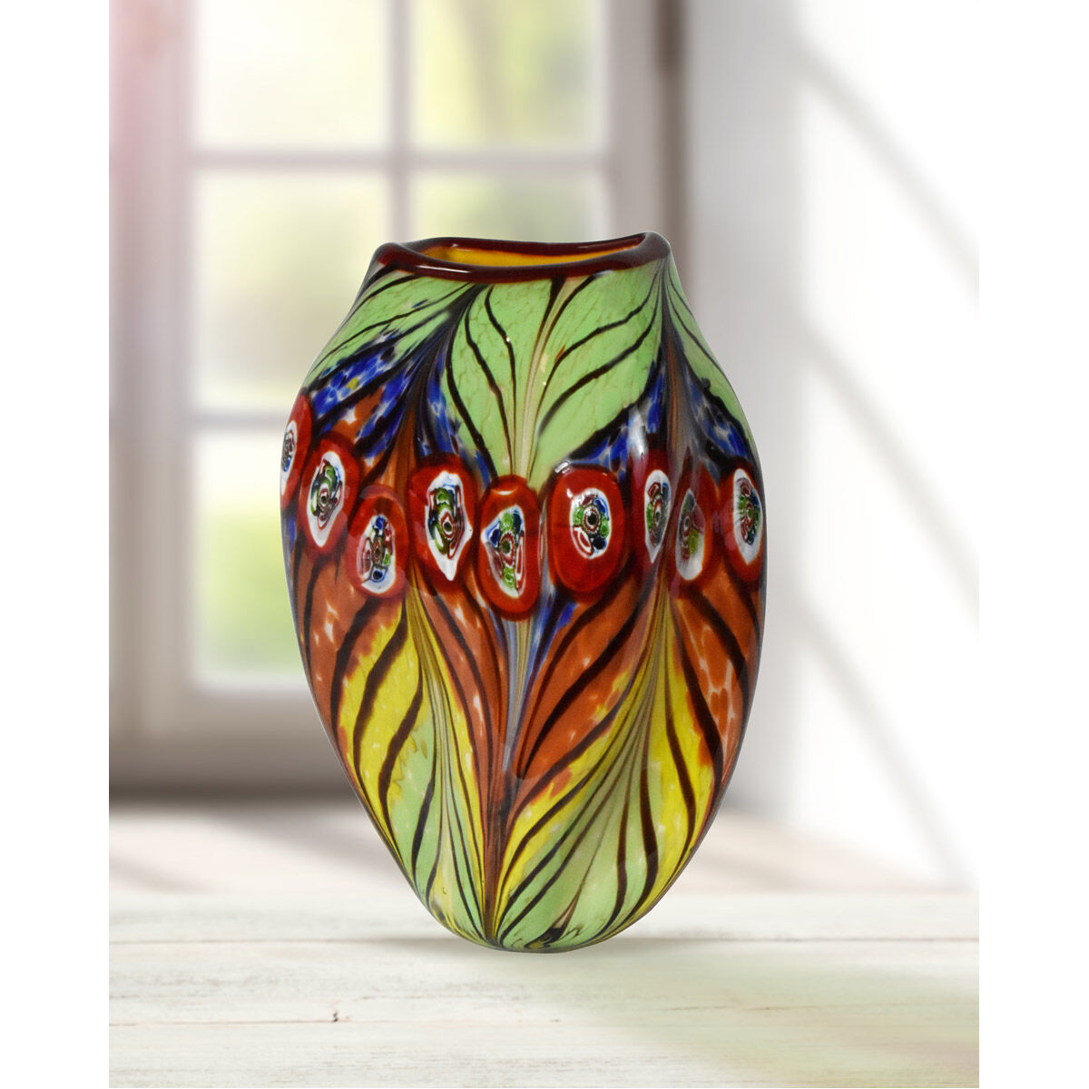 Evelyn 12 X 8 inch Hand Blown Art Glass Vase