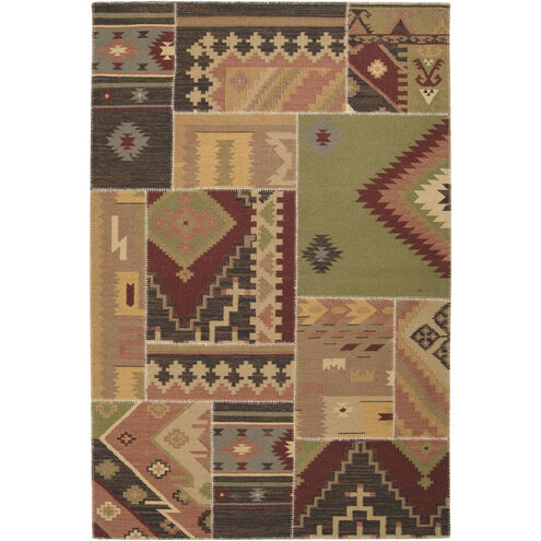 Patch Work 36 X 24 inch Black, Dark Brown, Dark Green Rug