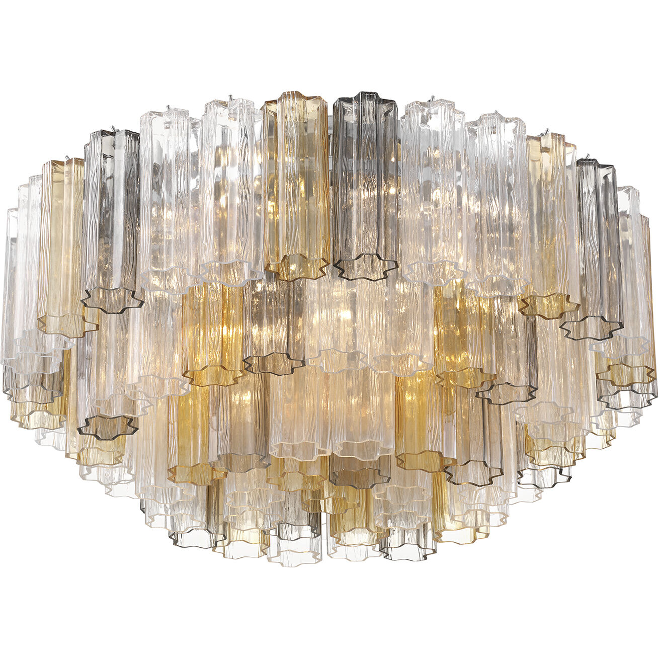 Addis 16 Light 32 inch Polished Chrome Flush Ceiling Light in Tronchi Glass Autumn