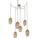 Ellisse 6 Light 15.5 inch Beige Silver Swag Multi-Pendant Ceiling Light in Optic Rib Bronze, Rectangular Chain