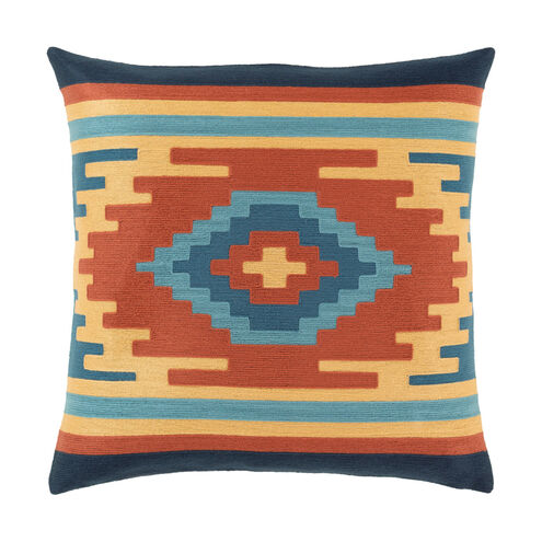 Santa Clara 22 X 22 inch Bright Blue/Navy/Teal/Camel/Beige Pillow Kit, Square