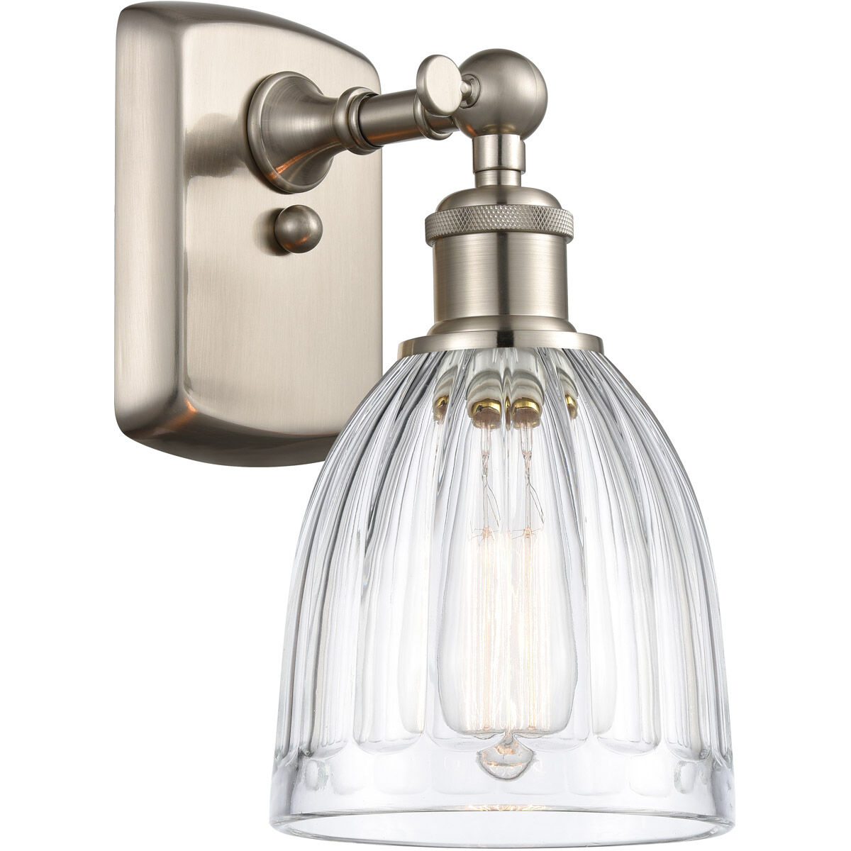 Ballston Brookfield 1 Light 6 inch Brushed Satin Nickel Sconce Wall Light in Clear Glass, Ballston