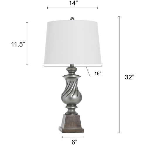 Worthby 32 inch 150.00 watt Dark Silver Table Lamp Portable Light