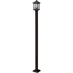 Portland 1 Light 112 inch Oil Rubbed Bronze Outdoor Post Mounted Fixture in Clear Seedy Glass, 14.99