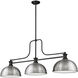 Melange 3 Light 52 inch Matte Black Billiard Ceiling Light in Brushed Nckel Metal and Glass