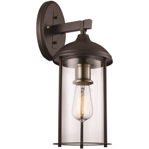 Blues 1 Light 17 inch Rubbed Oil Bronze and Antique Brass Outdoor Wall Lantern