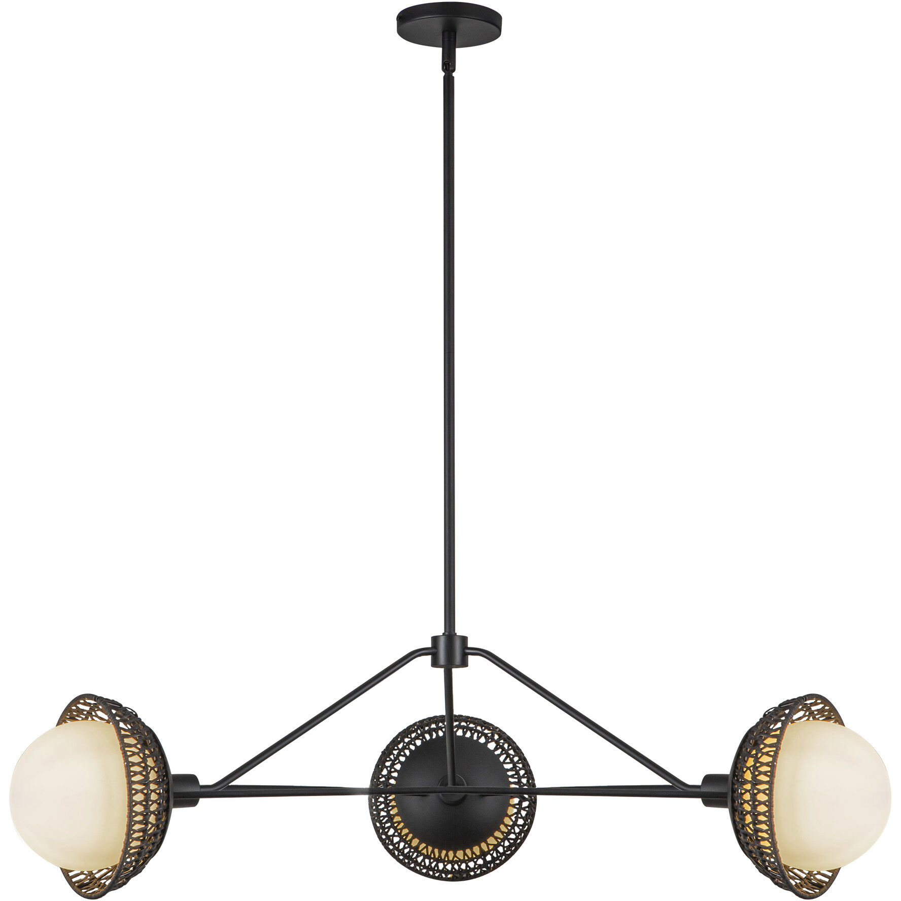 Alora Mood Perth 3 Light 39.88 inch Matte Black/Opal Glass Chandelier Ceiling Light