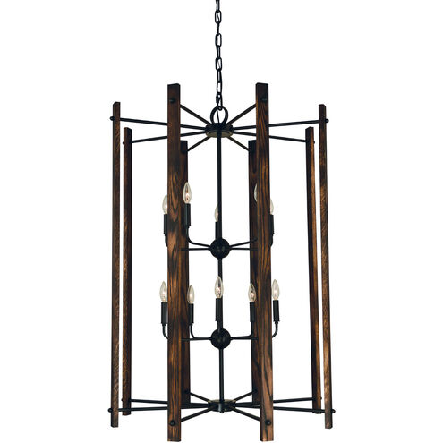 Modern Farmhouse 10 Light 32 inch Matte Black Foyer Chandelier Ceiling Light