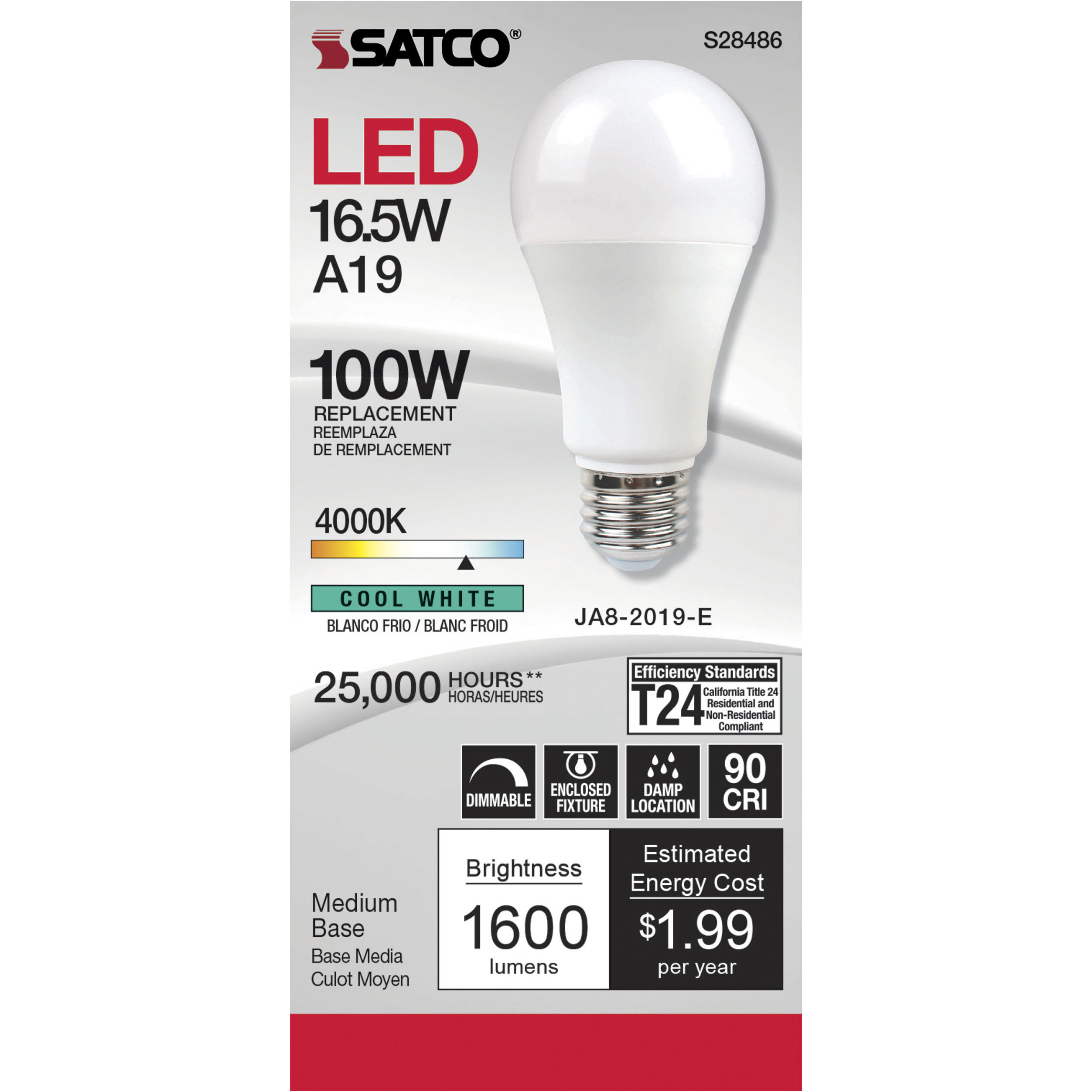 Lumos LED Medium 16.50 watt 120 4000K Light Bulb
