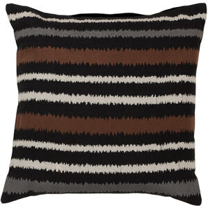 Ikat Stripe 20 inch Black, Dark Brown, Cream, Medium Gray Pillow Kit